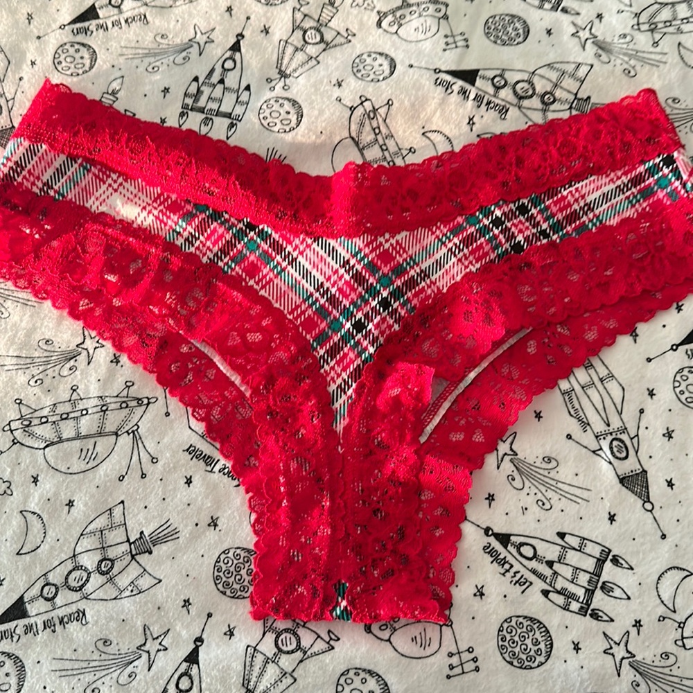 Victoria Secret Christmas Plaid Cheeky Panty